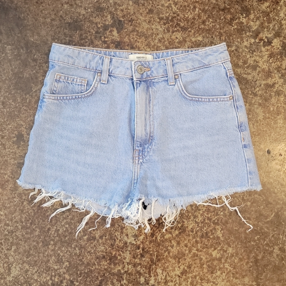 Light wash cut offs shorts high rise 24